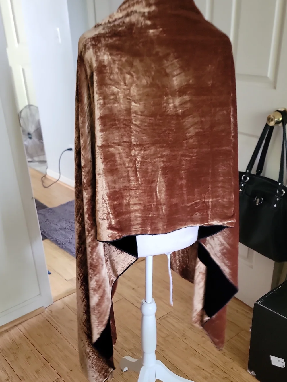 Luxurious Brown Velvet Shawl, Wrap, Throw -